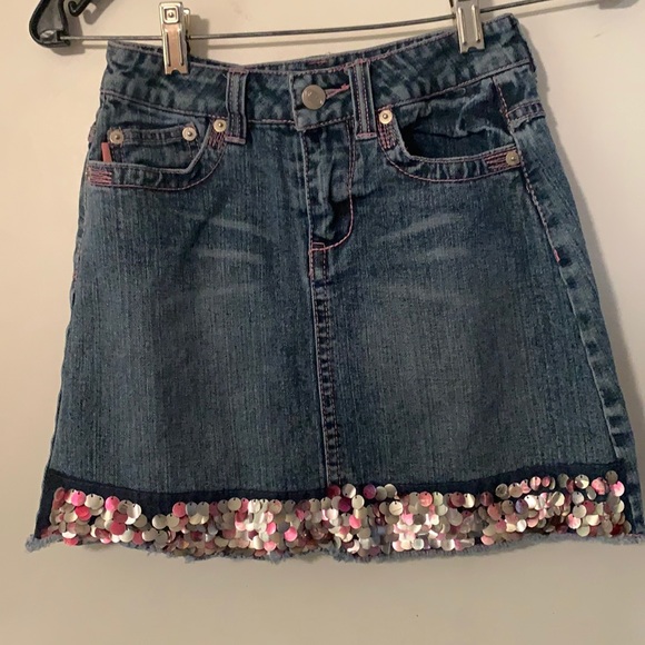 Sassy Denim Sequins Skirt! 🦄 - Picture 1 of 6